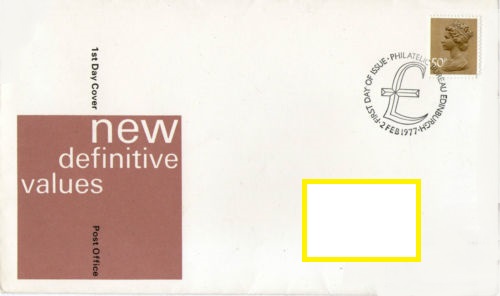 1977 GB - FDC - 50p Changed Definitive (Addressed)